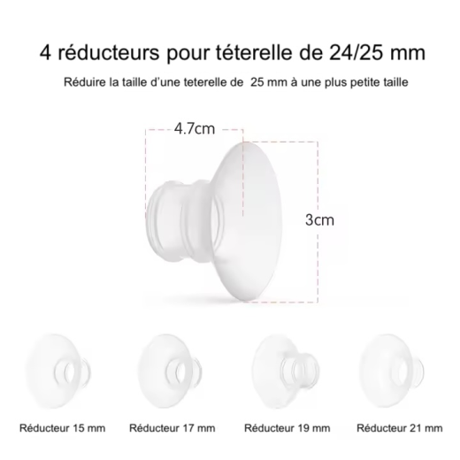 Kit multi-tailles téterelle double 25mm avec 8 réducteurs