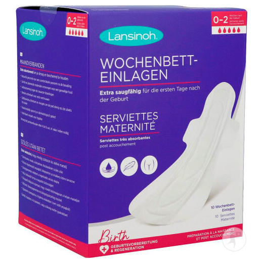 Serviettes Maternité 0 - 2 semaines post-accouchement LANSINOH