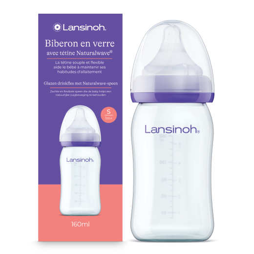 Pot de conservation en verre avec tétine NaturalWave® Lansinoh taille S